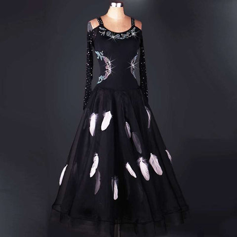 Ballroom Dance Dresses Ballroom Dance Big Dress Modern Skirt Competition Skirt National Standard Dance Dress Long Sleeve - Moderndancedress.com