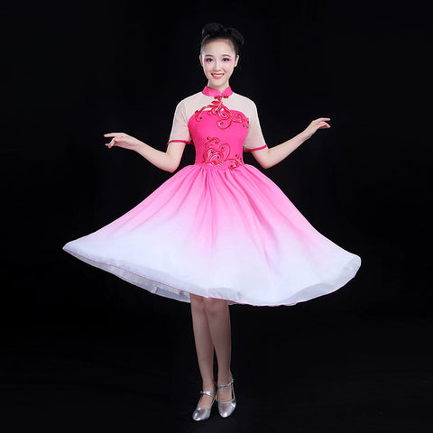 Chinese Folk Dance Costume Classical Dance Costume Modern Dance Costume Fan Dance Square Dance Dress Suit for Adults - Moderndancedress.com