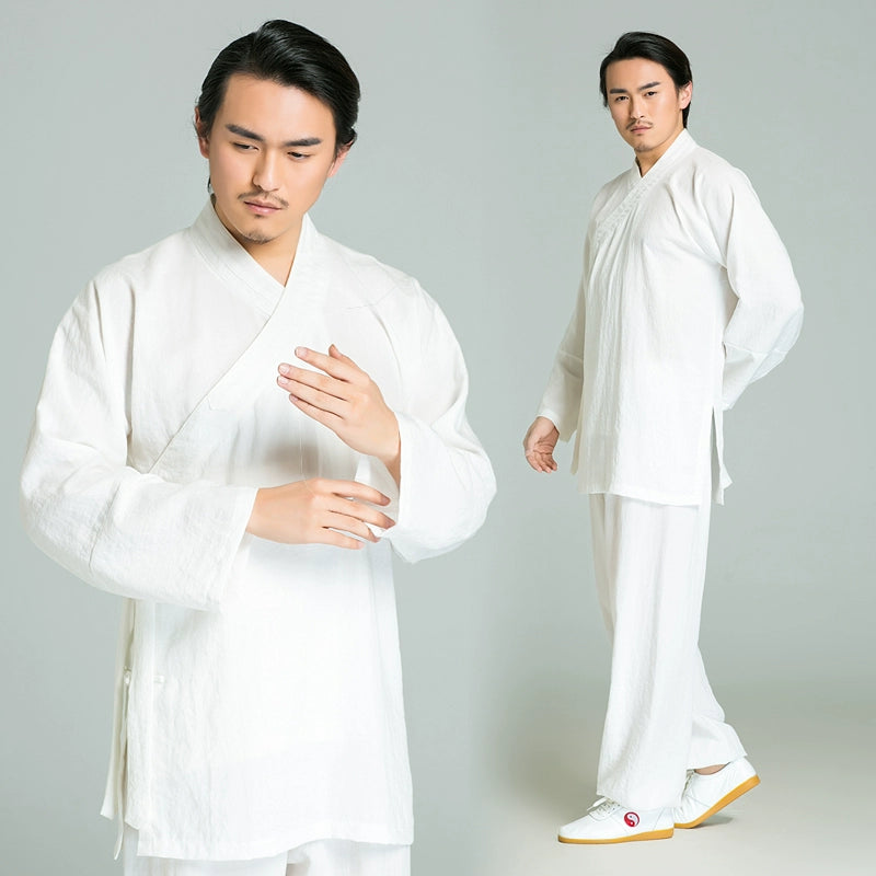Tai Chi clothing men's clothing linen exercise clothes women's robes costumes oblique collar suits performance martial arts clothing - 