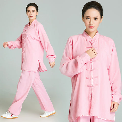 Tai Chi clothing cotton and linen long-sleeved men and women Tai Chi Chuan martial arts performance morning practice Tai Chi clothing
