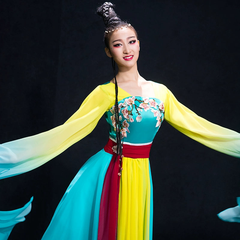 Chinese Folk Dance Costumes Watersleeve Dance Dress Female Classical Dance Costume Hanfu Choi Wei Dance Costume Adult Female - 