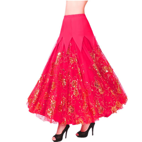 Women's Ballroom Dance Dresses Modern Skirt National Standard Dance Competition Skirt Long Half-length Skirt Practice Friendship Dress Waltz Skirt Performing Dress - Moderndancedress.com