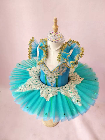 Girls Ballet Dance Dresses Ballet Skirt Children's Performance Dress Swan Lake Pengpeng Skirt with Gauze Skirt Blue-green Swan Dance Tuu Skirt