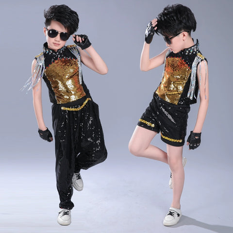 Girls Jazz Dance Costumes Children Model Walking Show Liushu Sequins Hip-hop Dance Boys Drum Show Fashion Singer Presenter Performance