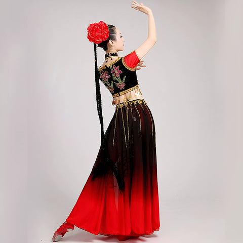 Chinese Folk Dance Costume Dance Performance Dress Female Adult Ethnic Style Dress Dress Modern Uygur Long Skirt