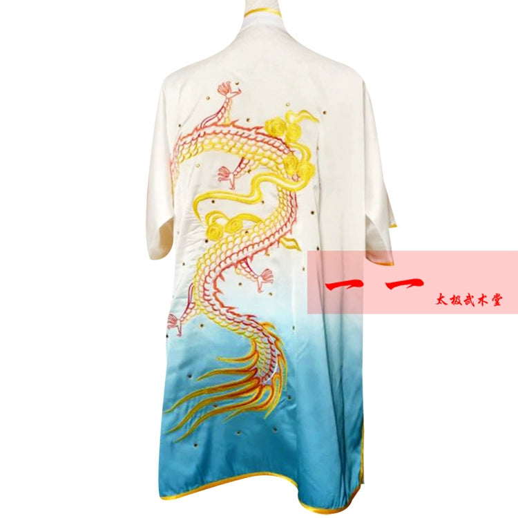 Martial Arts Clothes  Kungfu clothes Short-sleeved high-end martial arts clothes embroidered dragon morning exercise clothes - Moderndancedress.com