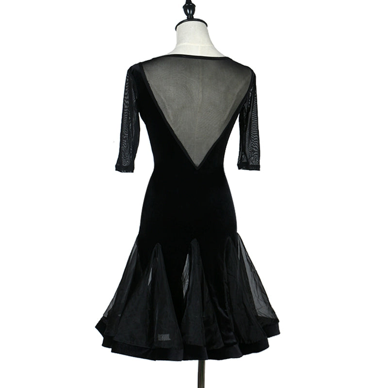 Latin Dance Examination Performing Dresses Women&amp;apos;s College Class Dresses High-class Gonggong Dresses Silk Line Pendant Dresses - Moderndancedress.com