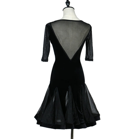 Latin Dance Examination Performing Dresses Women&amp;apos;s College Class Dresses High-class Gonggong Dresses Silk Line Pendant Dresses - Moderndancedress.com