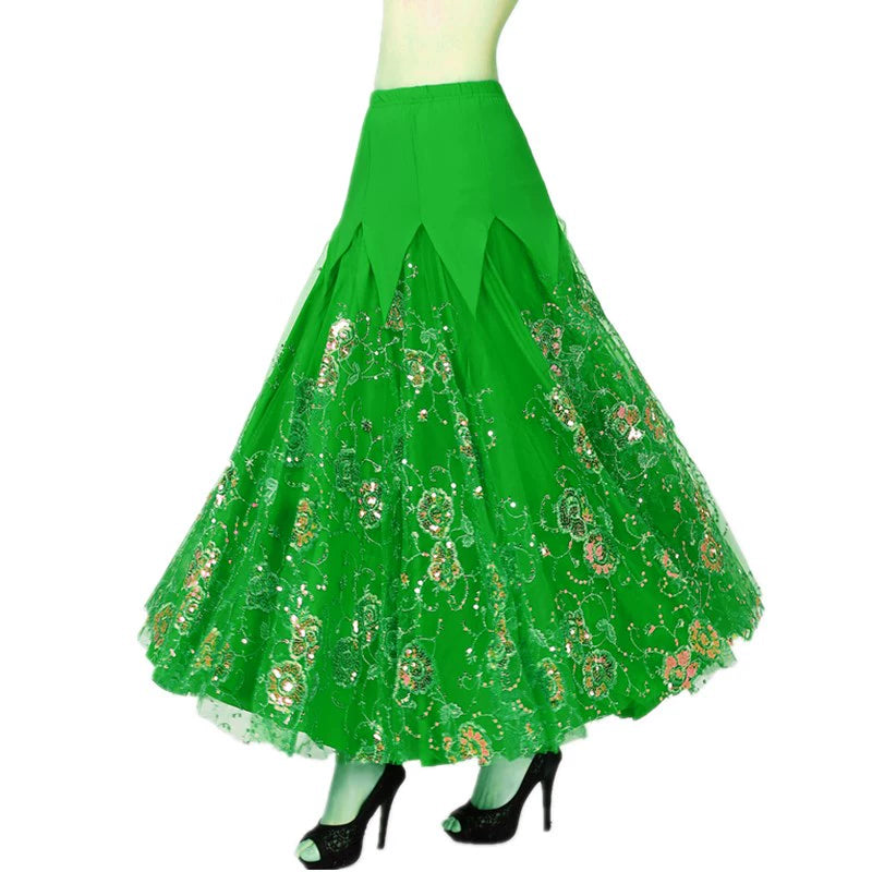 Women's Ballroom Dance Dresses Modern Skirt National Standard Dance Competition Skirt Long Half-length Skirt Practice Friendship Dress Waltz Skirt Performing Dress - Moderndancedress.com