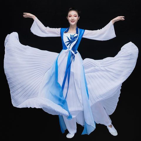 Chinese Folk Dance Costumes Classical Dance Costume Chinese Style Modern Dance Costume Umbrella Dance Narcissus Adult