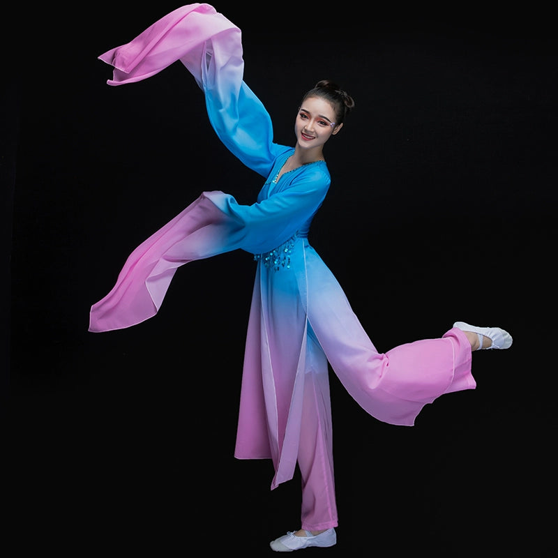 Chinese Folk Dance Costumes Modern Dance Costume Yangge Costume Sleeve Dance Classical Dance Costume Adult Fan Dancer - Moderndancedress.com