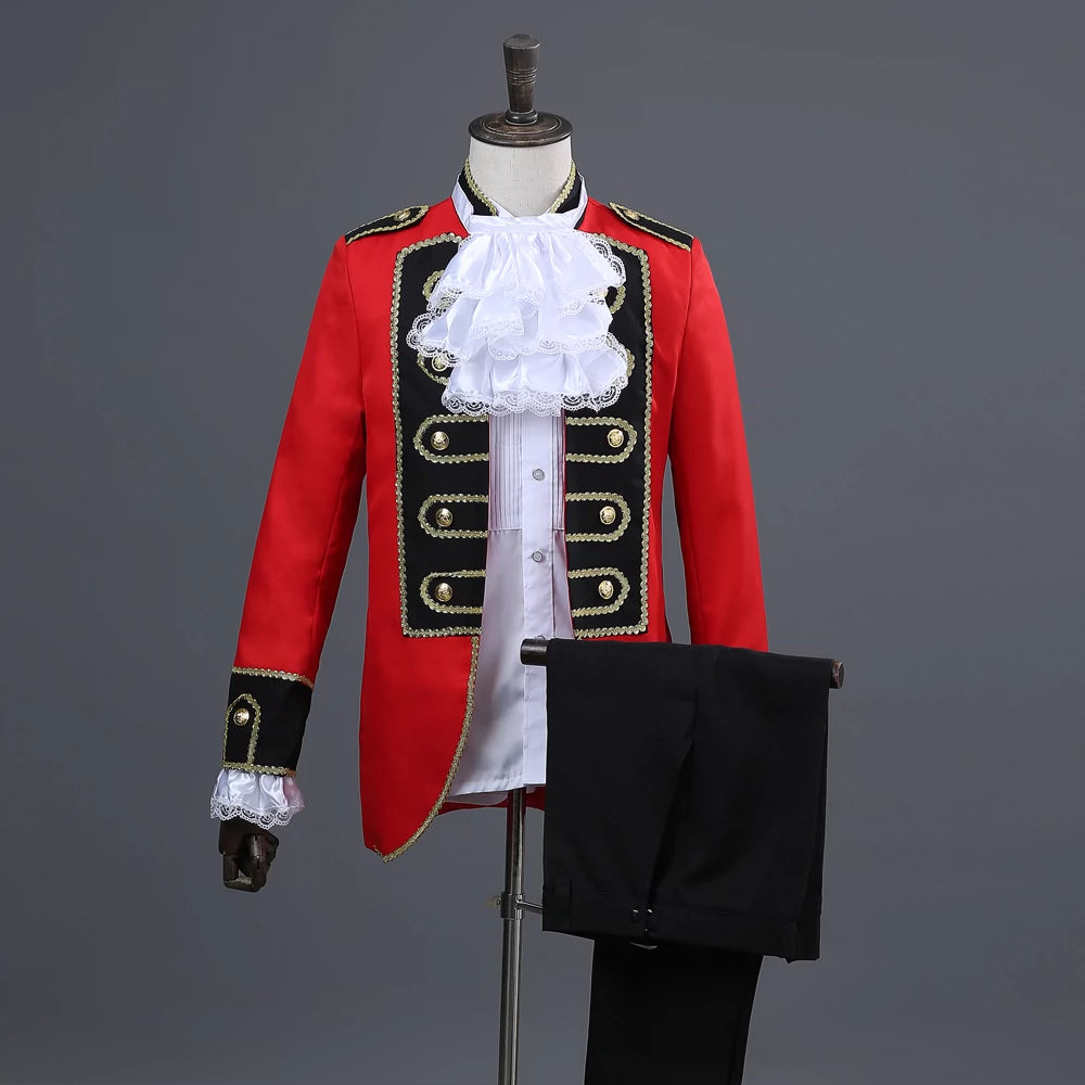 Men's Jazz Dance Costumes Man Army Dresses Performance Dresses Red