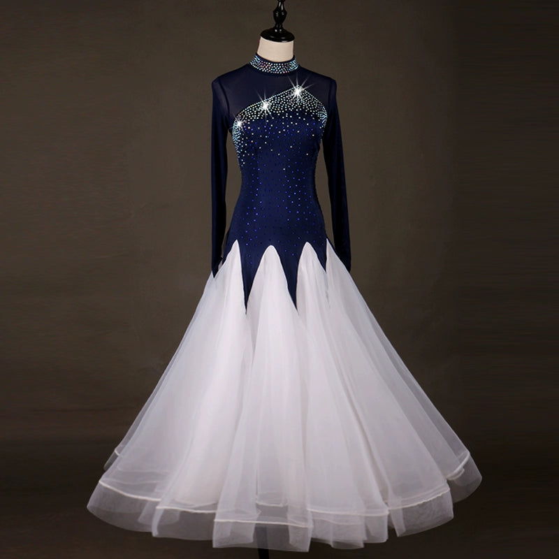 Ballroom Dance Dresses modern dance performance dress with diamond-inlaid temperament