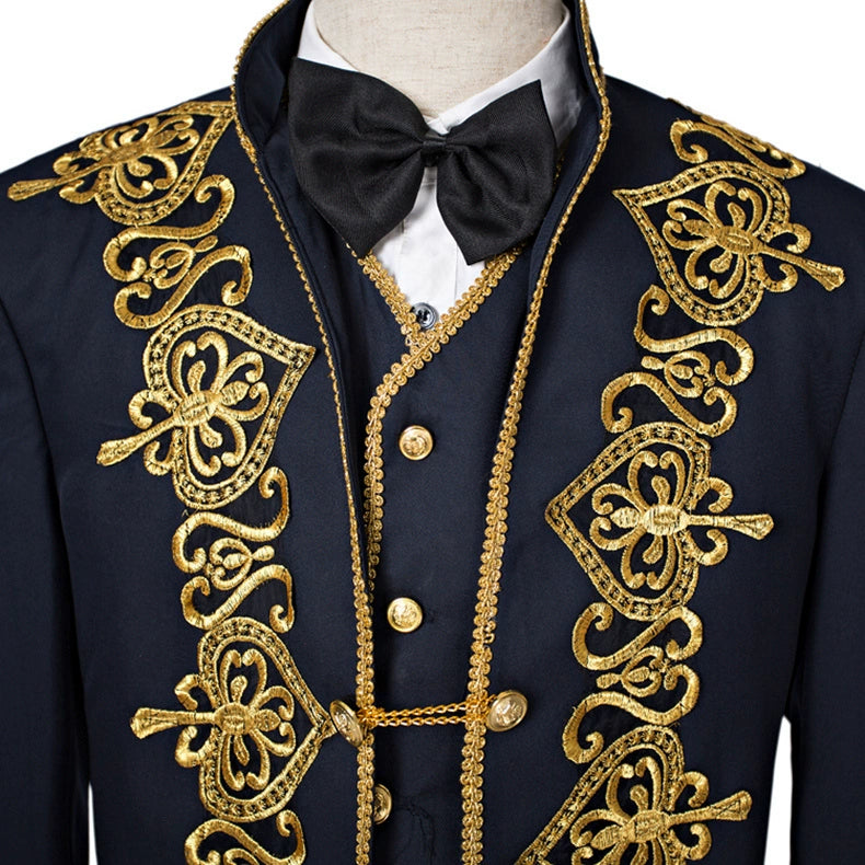 Men's Court Suit Men's Suit Studios Clothing Opera Court Dress Black Phnom Penh Embroidered Suit - Moderndancedress.com