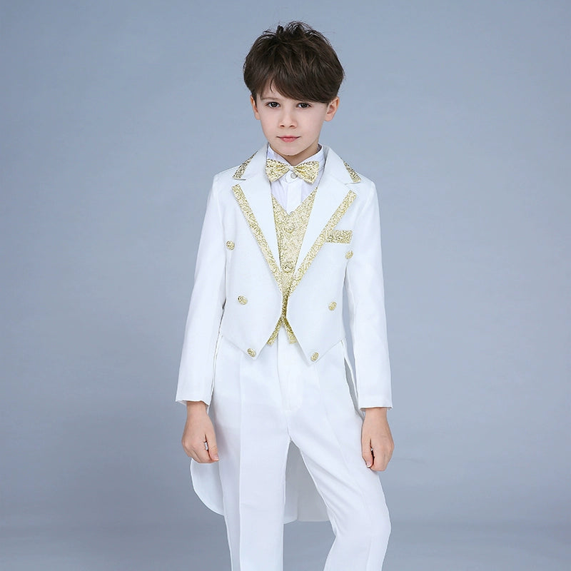 Children's dress tuxedo suit flower girl dress boy piano costume hosted wedding suit magic suit - 