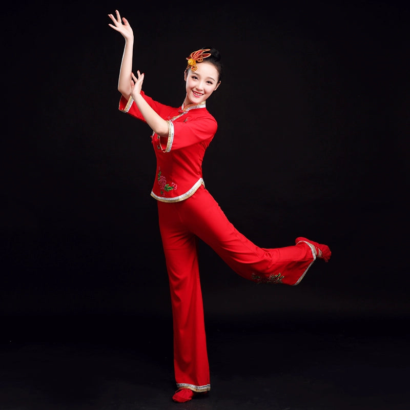 Chinese Folk Dance Costume Northeast Yangko dance waist drum team inspiration costume adult women - Moderndancedress.com