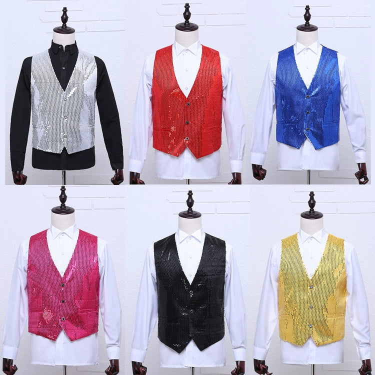 Men's performance costumes, sequins, vest, stage dress, vest, photo studio, camera, chair, master, seven colors. - 