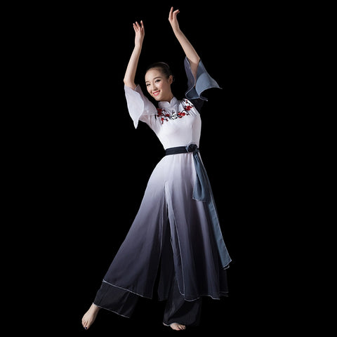 Chinese Folk Dance Costume Classical Dance Costume Chinese National Dance Costume Opening Dance Gradual Ink Dance Costume - Moderndancedress.com