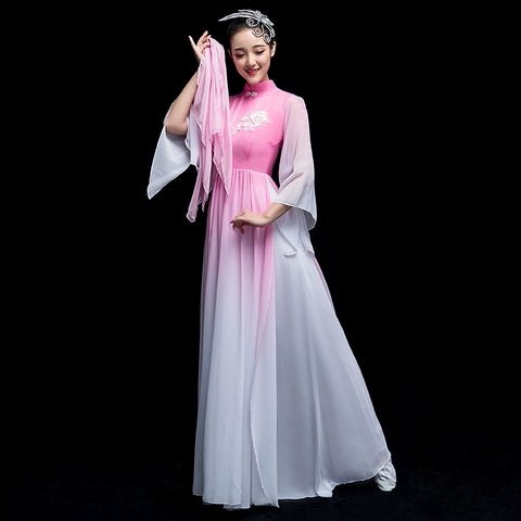 Chinese Folk Dance Costume Classical Dance Costume Watersleeve Dance Adult Fairy Modern Dance Costume Umbrella Dance Partner Skirt - Moderndancedress.com