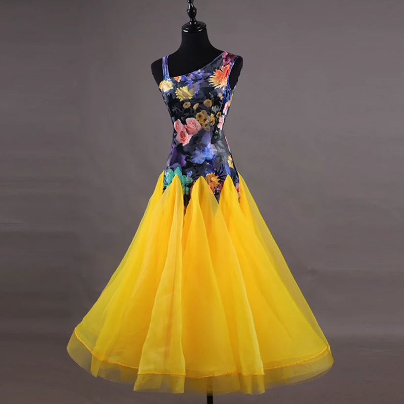 Ballroom Dance Dresses Slant shoulder burnt velvet modern dance performance dress National Standard Dance Dress social dance competition costume - Moderndancedress.com