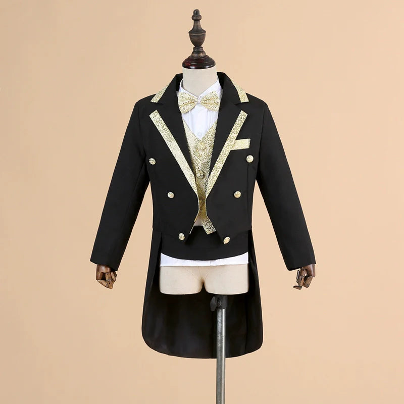Children's dress tuxedo suit flower girl dress boy piano costume hosted wedding suit magic suit - Moderndancedress.com
