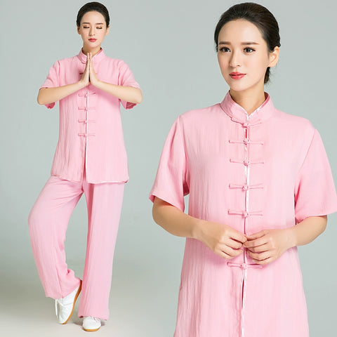 Cotton and linen Tai Chi clothing long sleeves men's martial arts performance morning exercise clothes Tai Chi clothing women - Moderndancedress.com