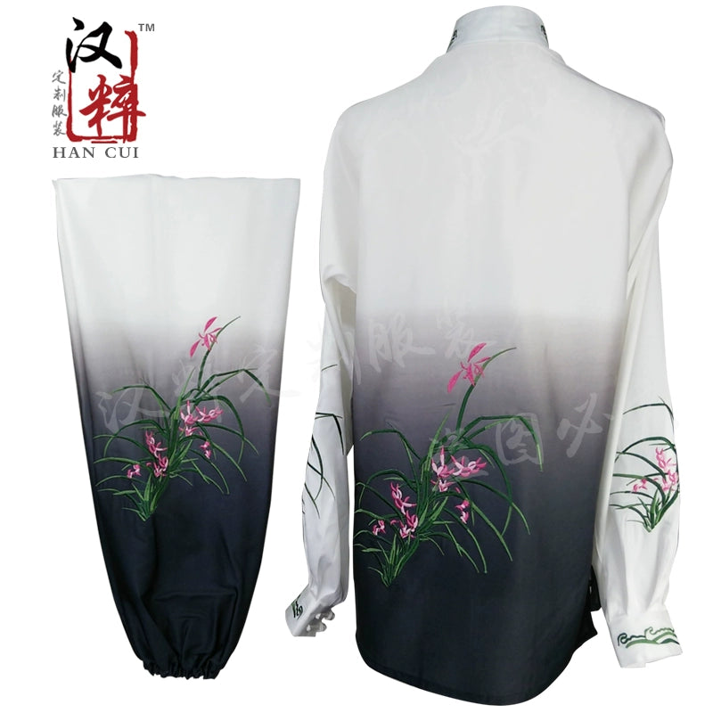 Customized Size Chinese Martial Arts Clothes Kungfu Clothe  Tai Chi Clothes Competition Clothing Taijiquan adult men and women long sleeves tailor-made orchid gradually - Moderndancedress.com