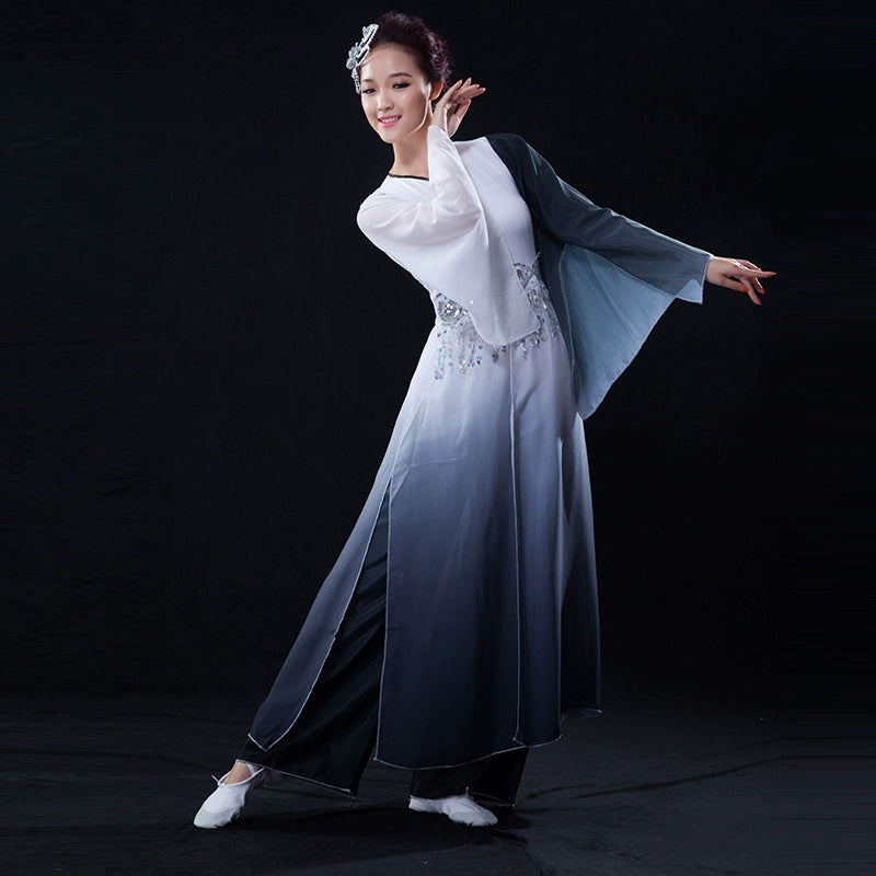 Chinese Folk Dance Costumes Watersleeve Dance Dress Ink Classical Dance Performance Dress Female Dance Practice Dress Adult Zaiwei Dance Modern Dance - Moderndancedress.com