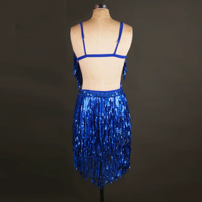 Latin Dance Skirt Adult Dresses Cha Cha sequins with diamonds Latin Performing Dresses Competition Dresses Adult Professional - Moderndancedress.com