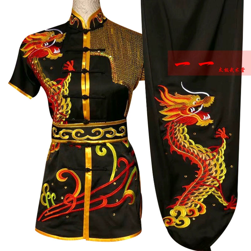 Martial Arts Kungfu Wushu Clothes for Men Women Embroidered Dragon Wushu Performance Clothes for Children Performing Long Boxing QIGong Competition Clothes