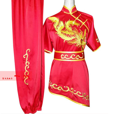 Martial Arts Clothes  Kungfu clothes High-grade short-sleeved martial arts costume women embroidered Phoenix costume children LONG-FIST costume competition costume