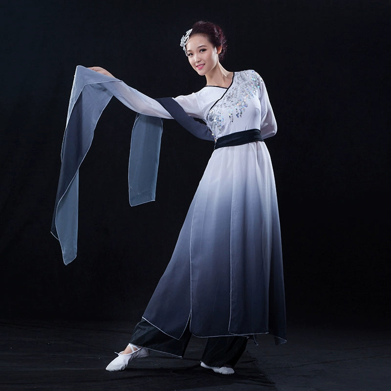 Chinese Folk Dance Costumes Watersleeve Dance Dress Ink Classical Dance Performance Dress Female Dance Practice Dress Adult Zaiwei Dance Modern Dance - Moderndancedress.com