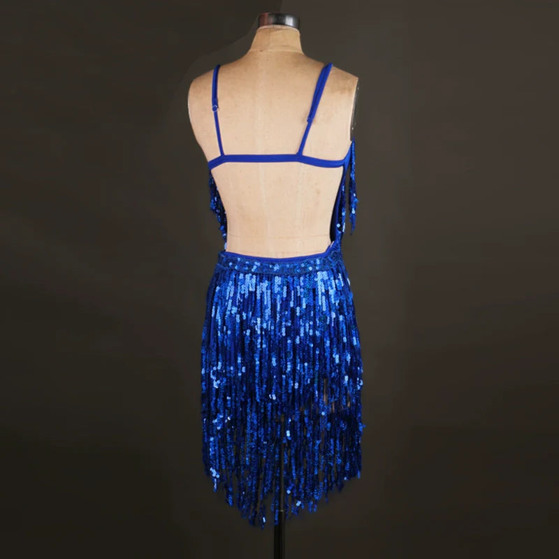 Latin Dance Skirt Adult Dresses Cha Cha sequins with diamonds Latin Performing Dresses Competition Dresses Adult Professional - Moderndancedress.com