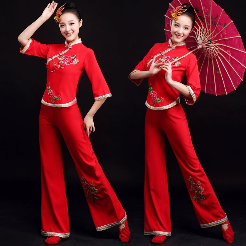 Chinese Folk Dance Costume Northeast Yangko dance waist drum team inspiration costume adult women - Moderndancedress.com
