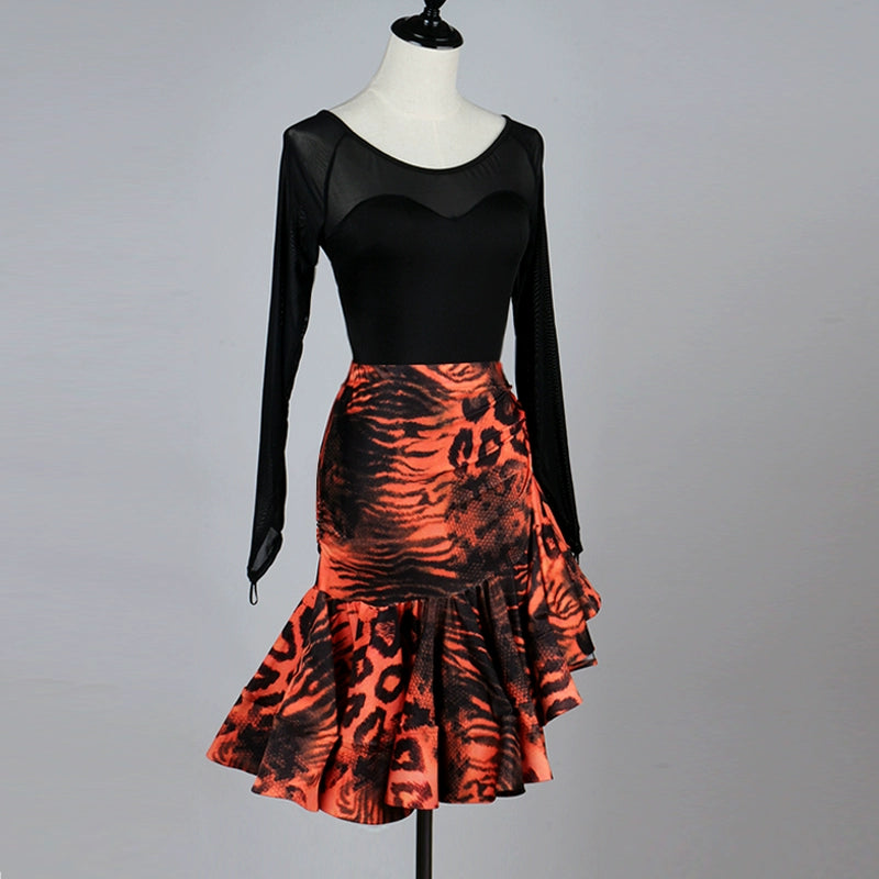 Latin Dance Exercise Suit Competition Performance Skirt - Moderndancedress.com