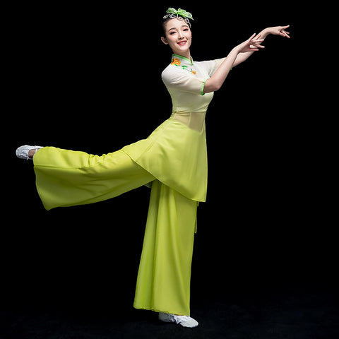 Chinese Folk Dance Costume Classical Dance Costume Female Chinese Wind Adult Fairy Modern Fan Yangge Costume National Performance Costume - 