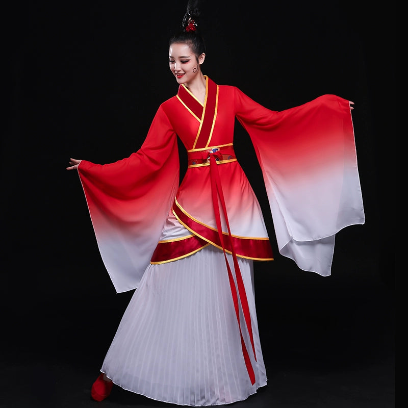 Chinese Folk Dance Costumes Classical Dance Costume Female Chinese Fengshui Sleeve Modern Dance Costume Ancient Chinese Dress Adult - Moderndancedress.com