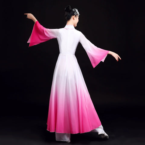 Chinese Folk Dance Costume Classical Dance Costume Narcissus Fairy Chinese Parachute Dance Skirt Fan Dance Costume Adults - Moderndancedress.com