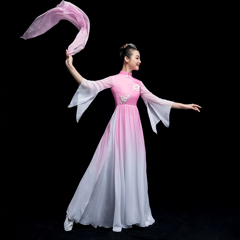 Chinese Folk Dance Costume Classical Dance Costume Watersleeve Dance Adult Fairy Modern Dance Costume Umbrella Dance Partner Skirt - Moderndancedress.com