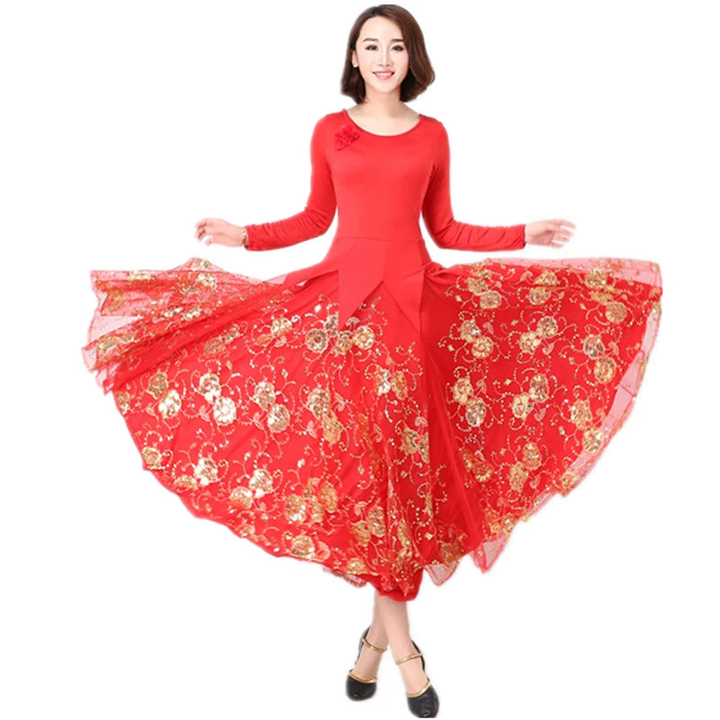 Women's Ballroom Dance Dresses Modern Dress, National Standard Dance Waltz Show Dress, Big Dress, Long Skirt and Clothes - Moderndancedress.com