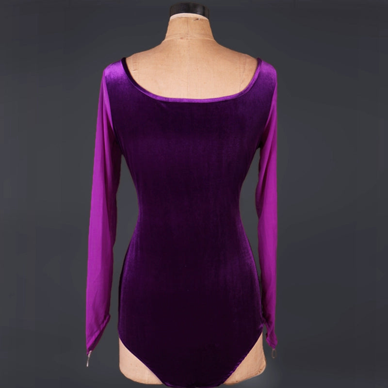 Latin Dance Dresses Performing Dresses Rhinestones Long Sleev Dress - Moderndancedress.com