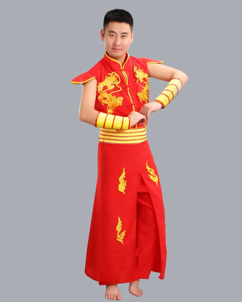 Chinese Folk Dance Costumes Dragon Dress National Dragon Dance Lion Dance Drum Opening Dance Gong Team Martial Arts Performance - 