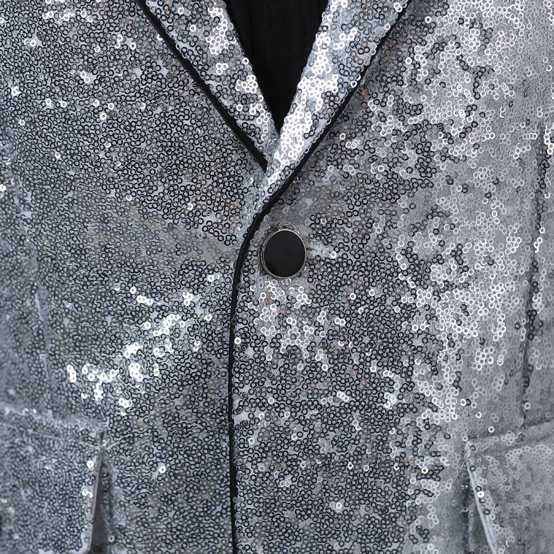 Men's Jazz Dance Costumes Sequined collar-trimmed suit men jacket DJ singer nightclub dress presides over the trend of jacket bar dress - Moderndancedress.com