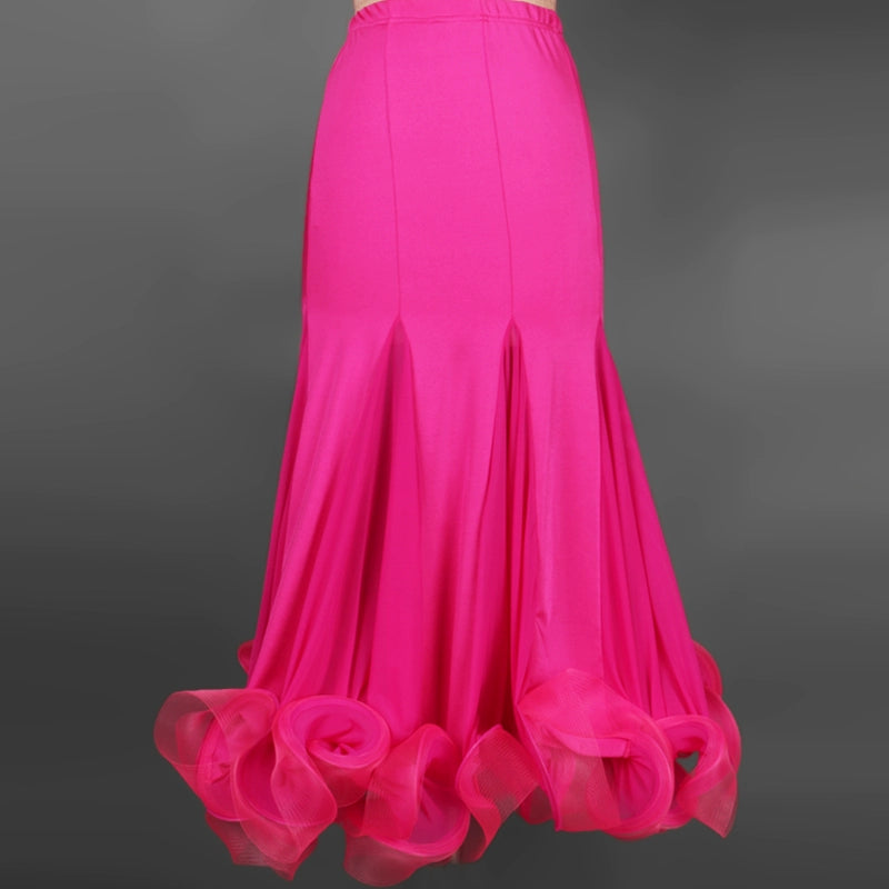 Ballroom Dance Dresses Fish Bone Curling Modern Dance Exercise Skirt National Standard Dance Skirt Social Dance Square Dance Half-length Dress Ballroom Dance Dresses