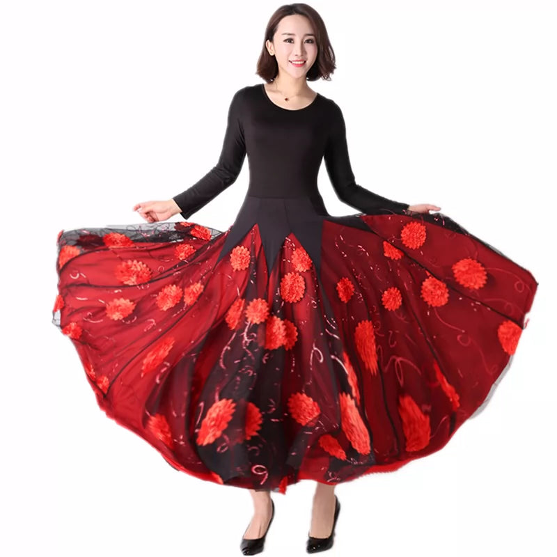 Women's Ballroom Dance Dresses Tango Waltz, National Standard for Dresses in Modern Skirt Competition