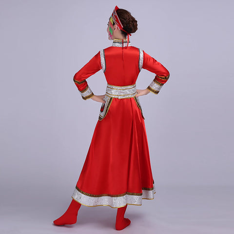 Folk Dance Costumes  Mongolian costume, dance costume, women's costume, performance costume, square dance costume, grassland skirt Robe