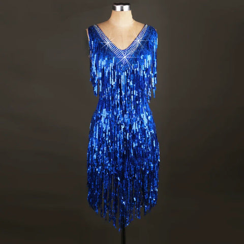 Latin Dance Skirt Adult Dresses Cha Cha sequins with diamonds Latin Performing Dresses Competition Dresses Adult Professional - Moderndancedress.com