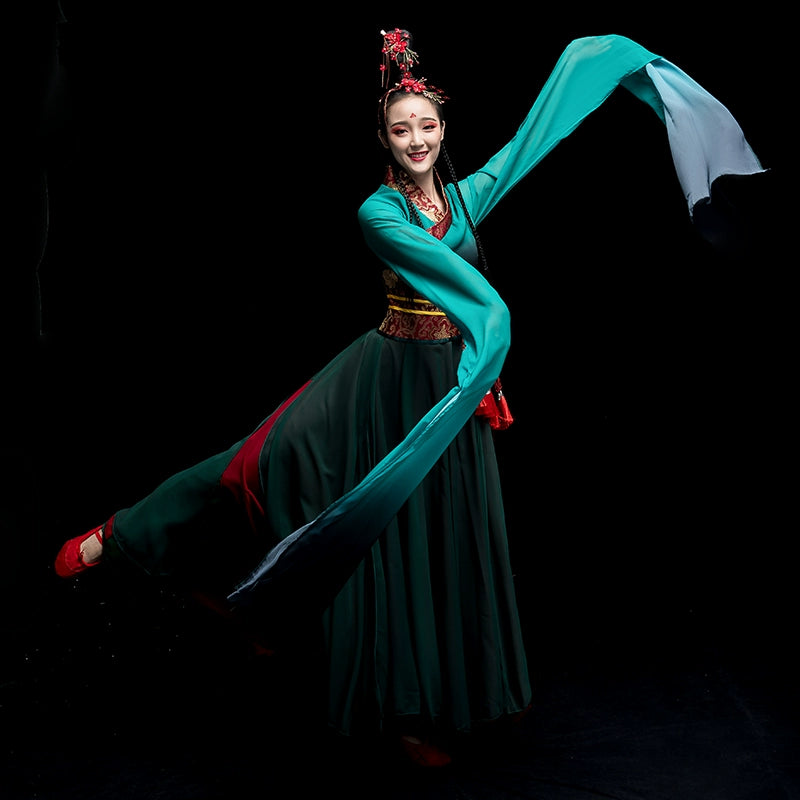 Chinese Folk Dance Costume Watersleeve Dance Costume Female Modern Chinese Hanfu Caiwei Classical Dance Costume Adults