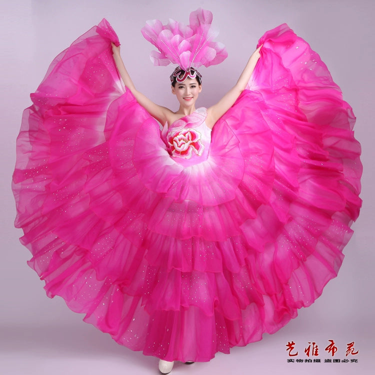 Chinese Folk Dance Costumes Opening dance dress show dress long off shoulder dance cake skirt hot drill stage women's dress