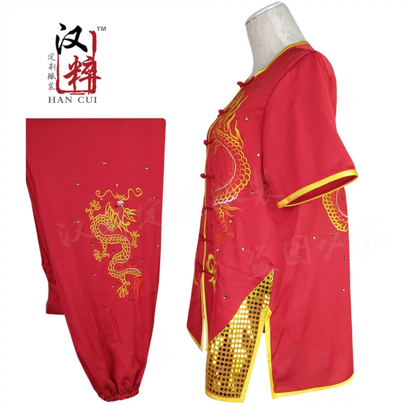 Chinese Martial Arts Clothes Kungfu Clothe  Tai Chi Wushu Competition Performance Colorful Clothing Silkworm Pure Silk Tailor-made Embroidery